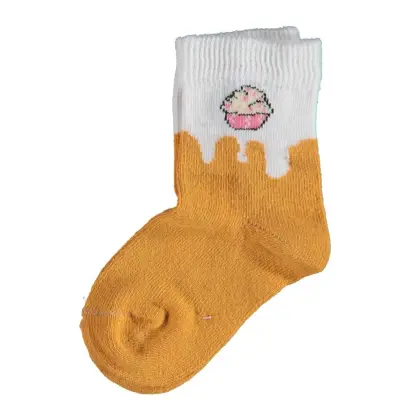 Bibaby Unisex Organik Çorap Soket Breakfast Hardal - 2