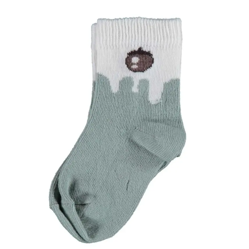 Bibaby Unisex Organik Çorap Soket Breakfast Yeşil - 2