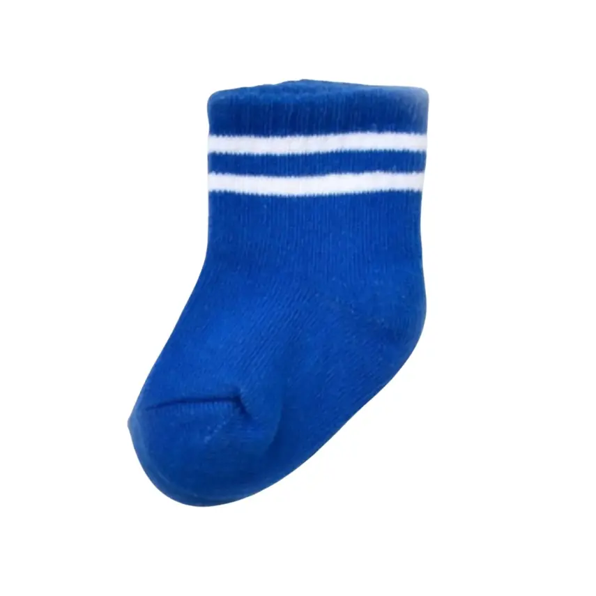 Bibaby Unisex Organik Çorap Soket Çizgili Saks - 1