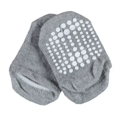 Bibaby Unisex Organik Çorap Soket Kaymaz Taban Points Gri