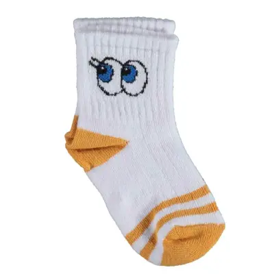 Bibaby Unisex Organik Çorap Soket Kısa Eyes Hardal 