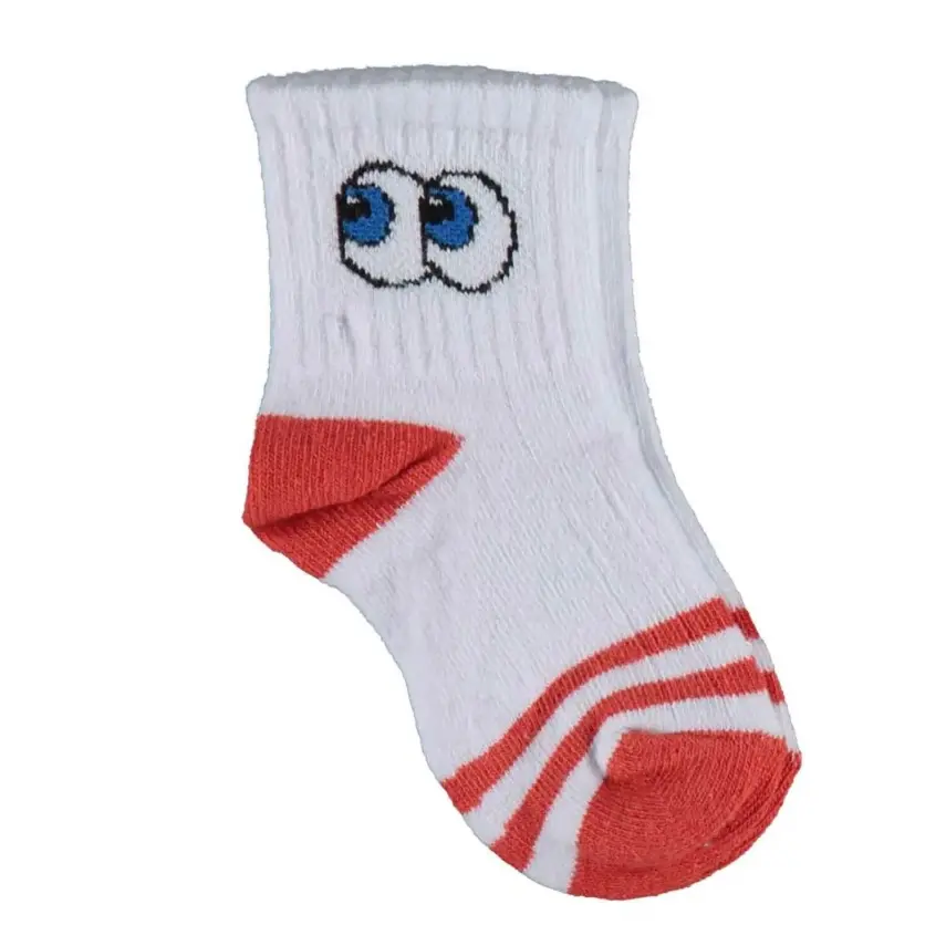 Bibaby Unisex Organik Çorap Soket Kısa Eyes Kiremit - 1