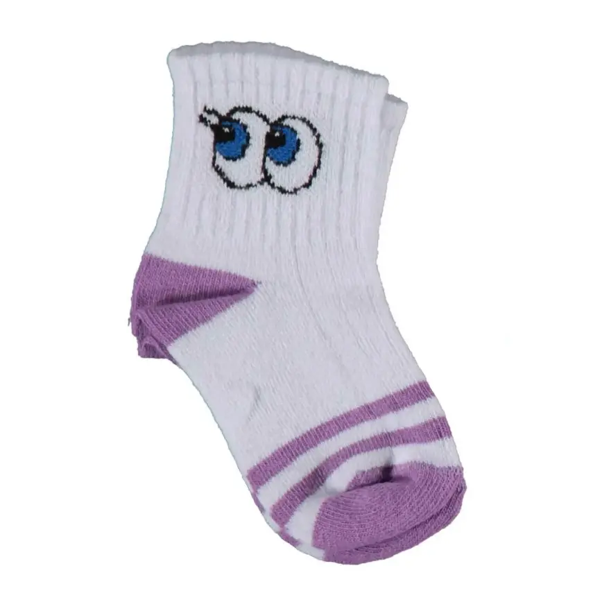 Bibaby Unisex Organik Çorap Soket Kısa Eyes Lila - 1