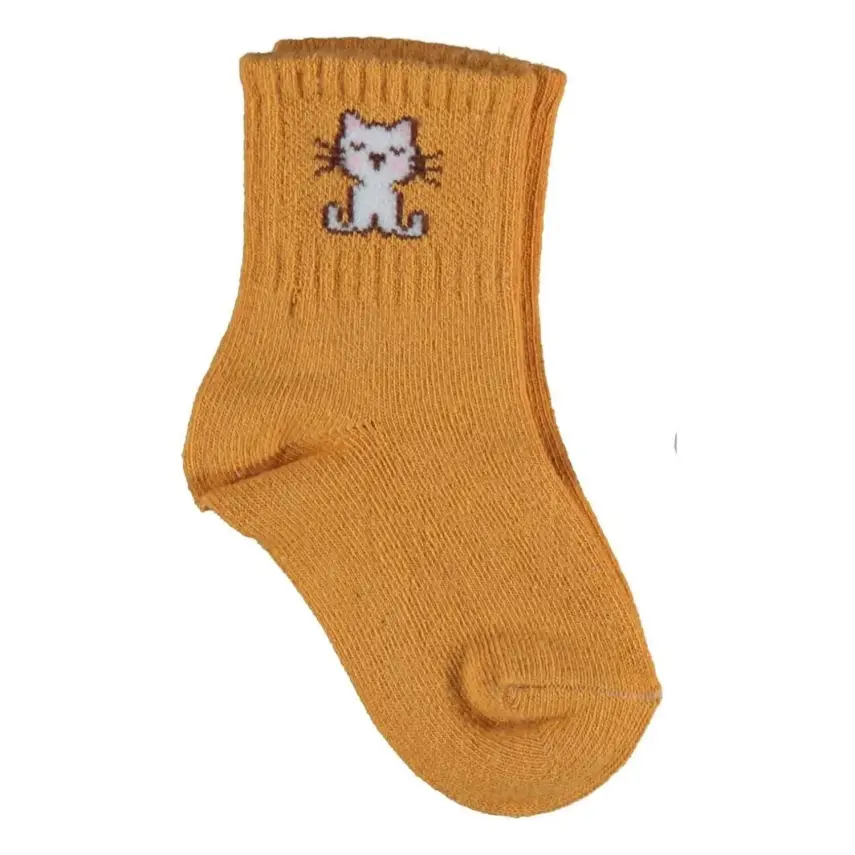 Bibaby Unisex Organik Çorap Soket New Animals Hardal - 1