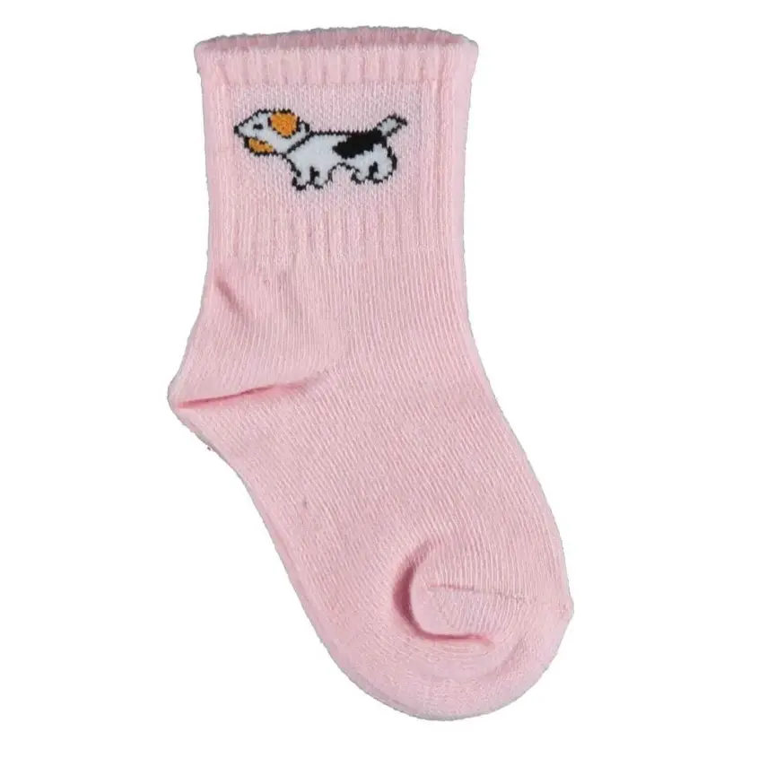 Bibaby Unisex Organik Çorap Soket New Animals Pembe - 1