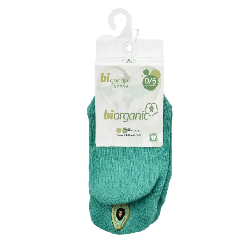 Bibaby Unisex Organik Çorap Soket Sneakers Cute Mint - 6