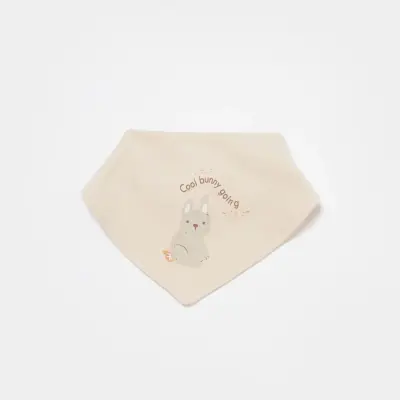 Bibaby Unisex Organik Fular Önlük 2li Cool Lines Bej - Hardal - 4