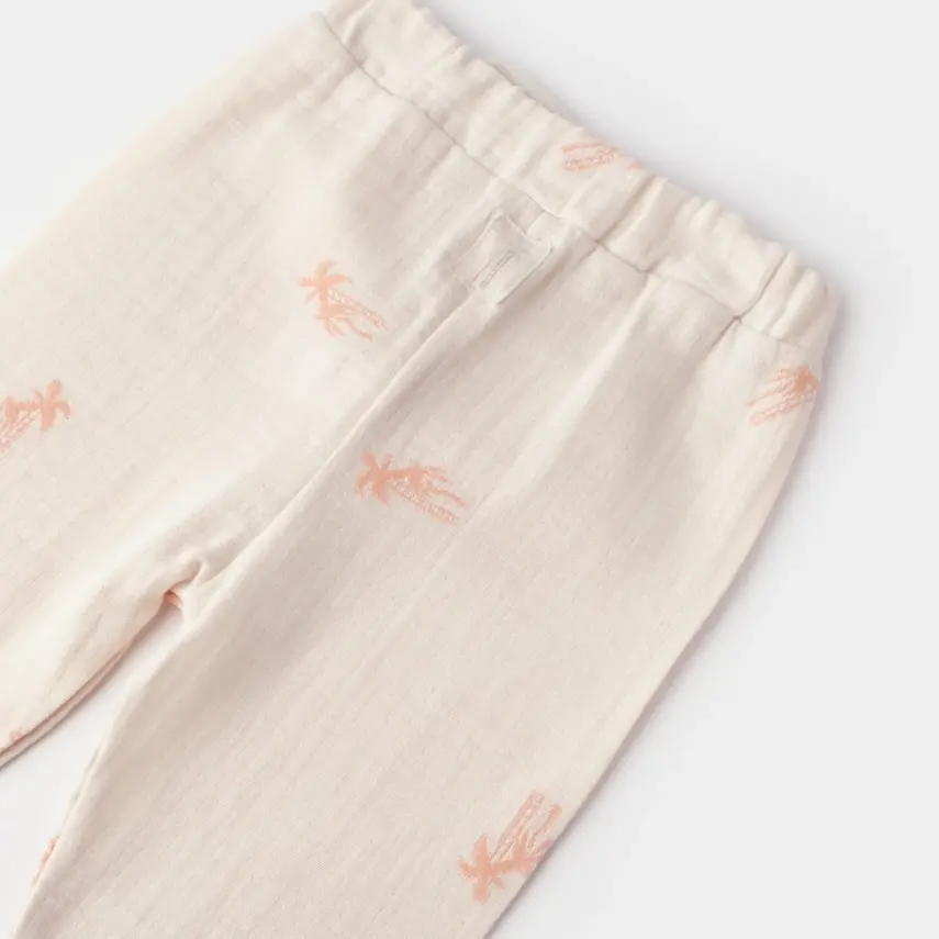 Bibaby Unisex Organik Pantolon Patiksiz Hello Safari Ekru - Kiremit - 3