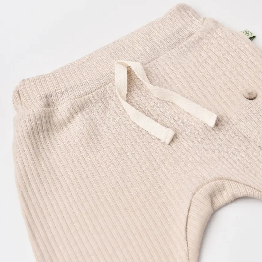 Bibaby Unisex Organik Pantolon Patiksiz Soft Modal Bej - 5