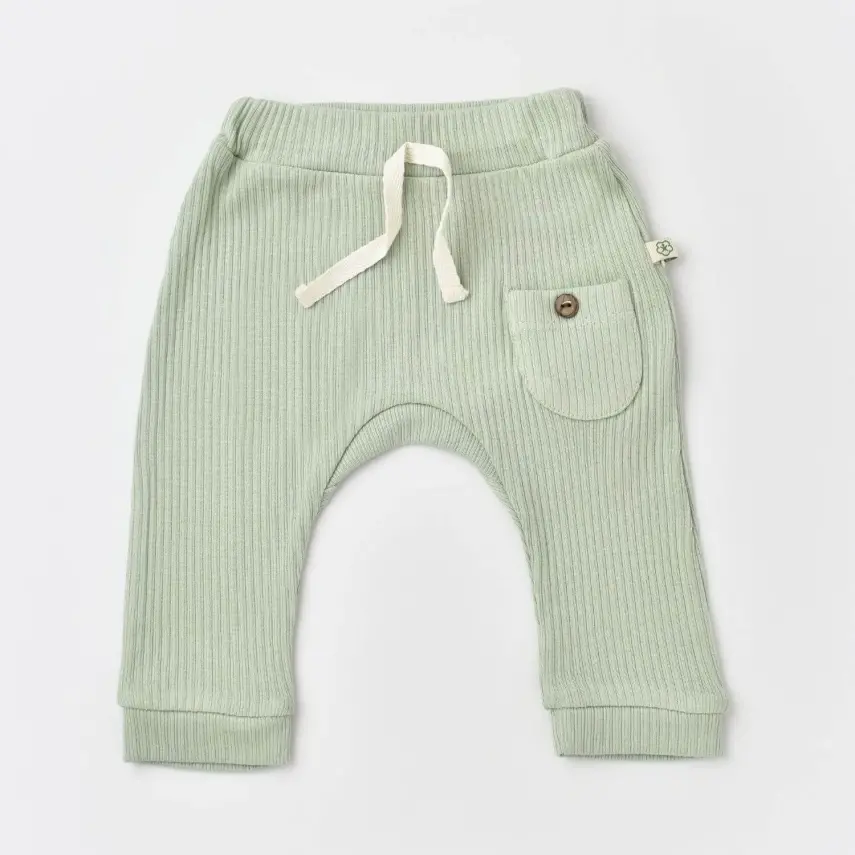 Bibaby Unisex Organik Pantolon Patiksiz Soft Modal Yeşil - 10