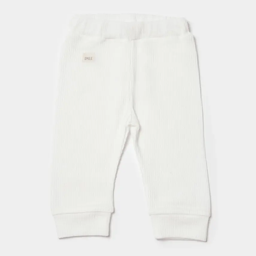 Bibaby Unisex Organik Pantolon Waffle Smile Ekru - 11