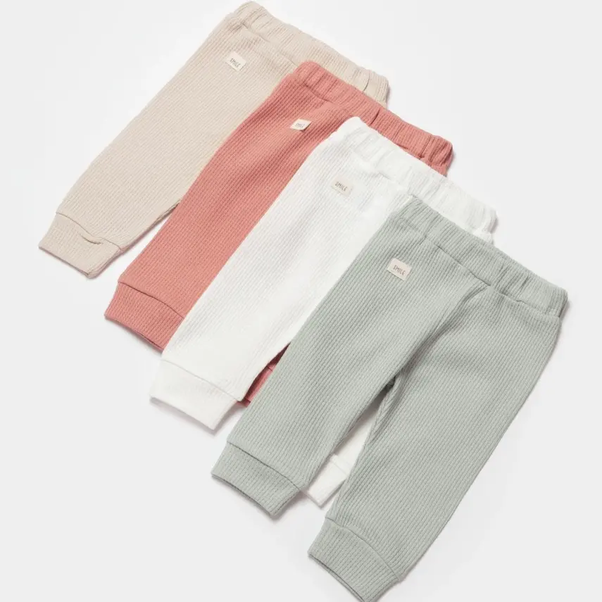 Bibaby Unisex Organik Pantolon Waffle Smile Ekru - 9