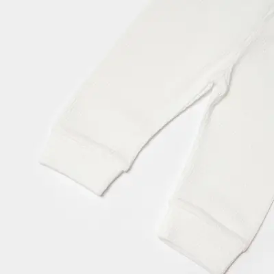 Bibaby Unisex Organik Pantolon Waffle Smile Ekru - 13