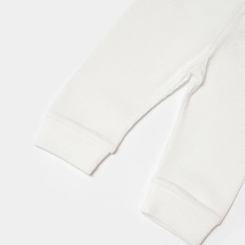 Bibaby Unisex Organik Pantolon Waffle Smile Ekru - 13