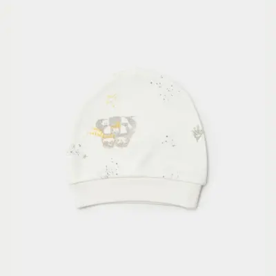 Bibaby Unisex Organik Şapka 2li Penguin Club Ekru - Gri - 3