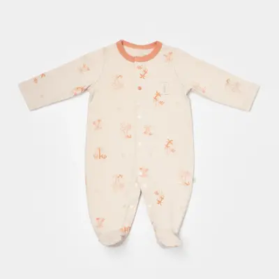 Bibaby Unisex Organik Tulum Takımı Tüllü Hello Safari Ekru - Kiremit (1)