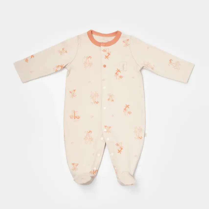 Bibaby Unisex Organik Tulum Takımı Tüllü Hello Safari Ekru - Kiremit - 2