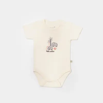 Bibaby Unisex Organik Tulum Takımı Tüllü Hello Safari Ekru - Kiremit - 5
