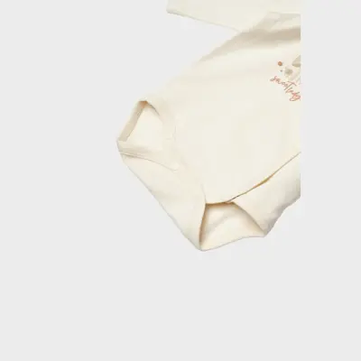 Bibaby Unisex Organik Uzun Kol Body Kruvaze Sweet Lady Açık Bej - 5