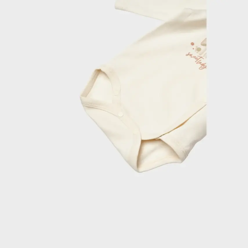 Bibaby Unisex Organik Uzun Kol Body Kruvaze Sweet Lady Açık Bej - 5