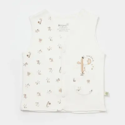 Bibaby Unisex Organik Yelek Sweet Friends Ekru (1)