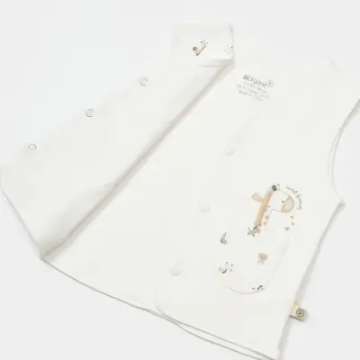 Bibaby Unisex Organik Yelek Sweet Friends Ekru - 6