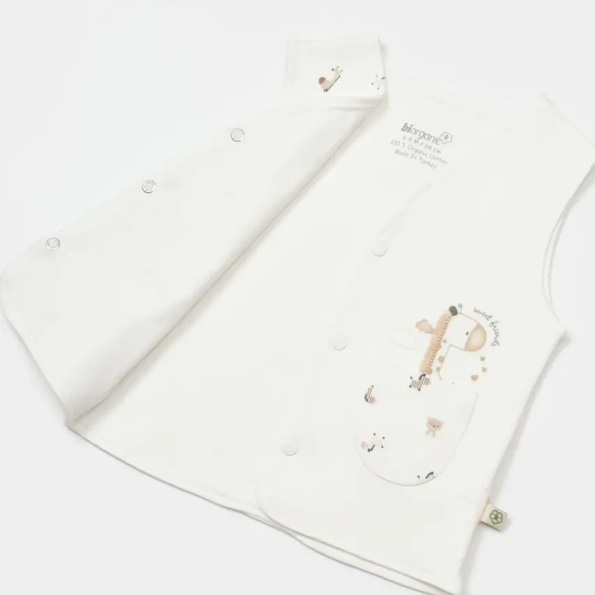 Bibaby Unisex Organik Yelek Sweet Friends Ekru - 6