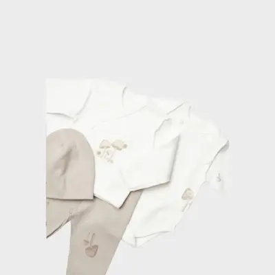 Bibaby Unisex Organik Zıbın Takımı 4lü Sweet Lady Açık Bej - 6