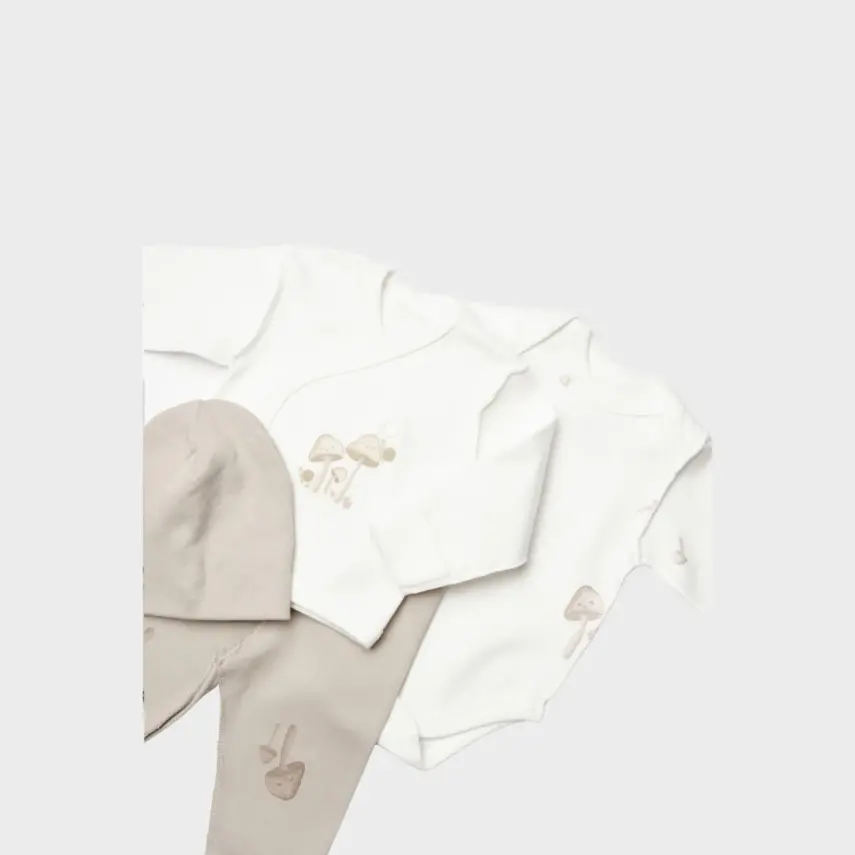 Bibaby Unisex Organik Zıbın Takımı 4lü Sweet Lady Açık Bej - 6