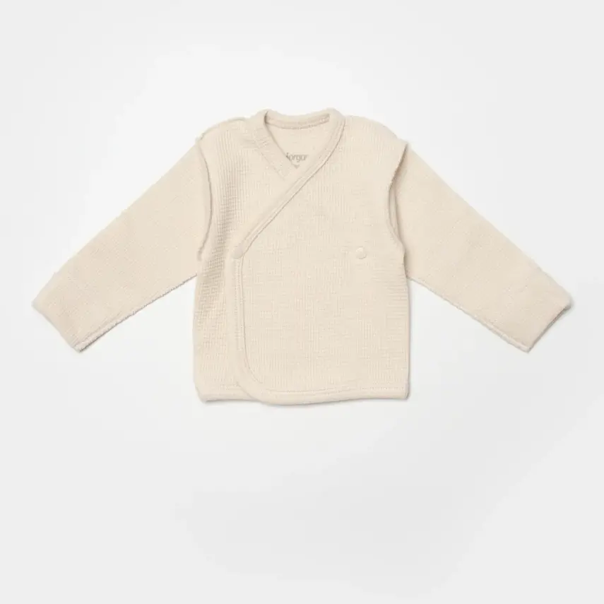 Bibaby Unisex Organik Zıbın Takımı 4lü Waffle Smile Prematüre Bej - 4