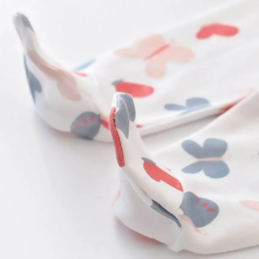 Bibaby Unisex Organik Zıbın Takımı Wild Flowers Coral - 5