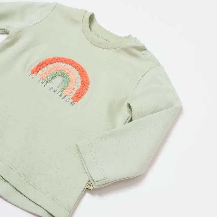 Bibaby Unisex Sweat Biorganik Tiny Birds Ekru Yeşil - 5