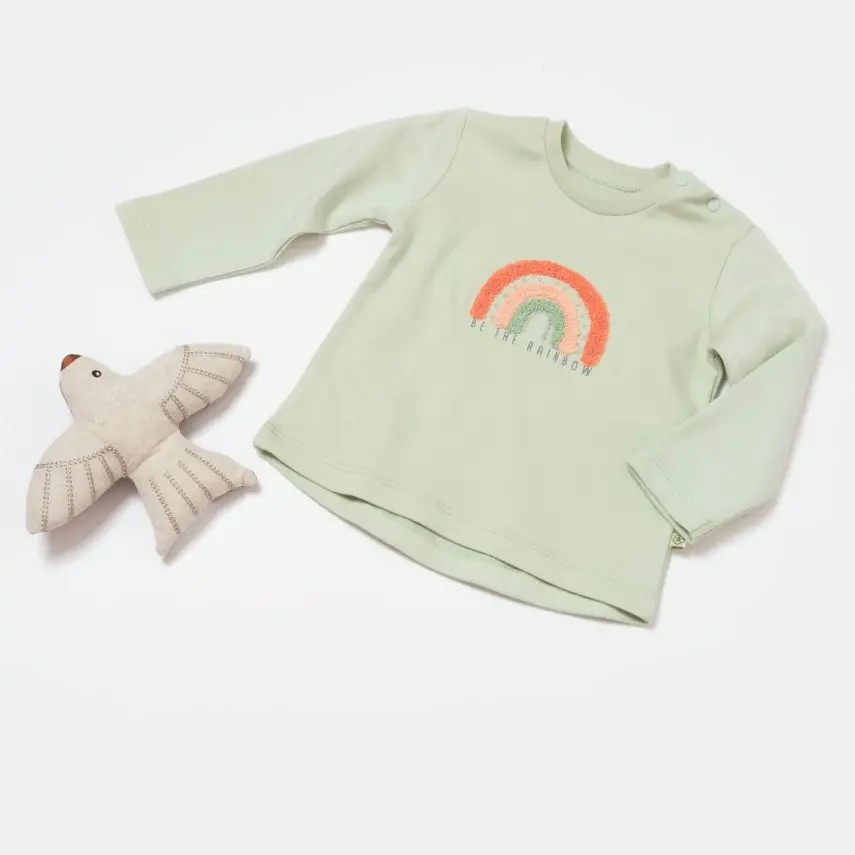 Bibaby Unisex Sweat Biorganik Tiny Birds Ekru Yeşil - 3