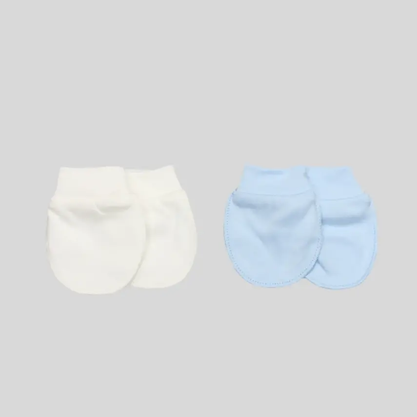 Bistyle 2li Penye Erkek Bebek Eldiven Basic Beyaz - Mavi - 1