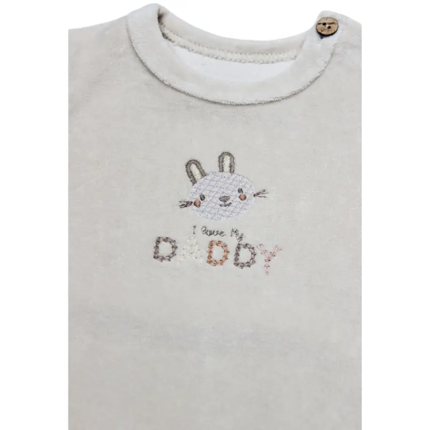 Bistyle 2li Takım Kadife I Love Daddy Bej - Turuncu - 5