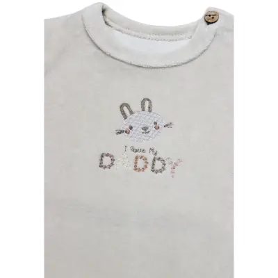 Bistyle 2li Takım Kadife I Love Daddy Bej - Turuncu - 7