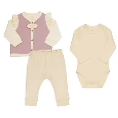 Bistyle 3lü Takım Princess Ekru - Gül Kurusu 