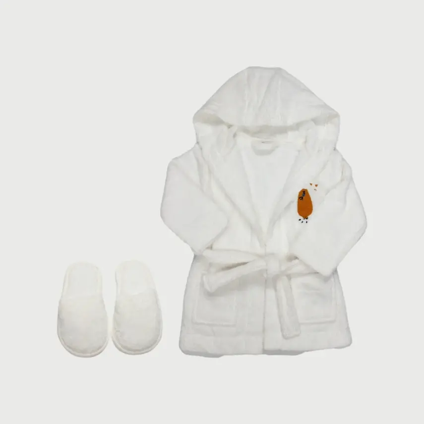 Bistyle Bebek  Bornoz Luluco Bird And Bear Ekru Unisex - 1