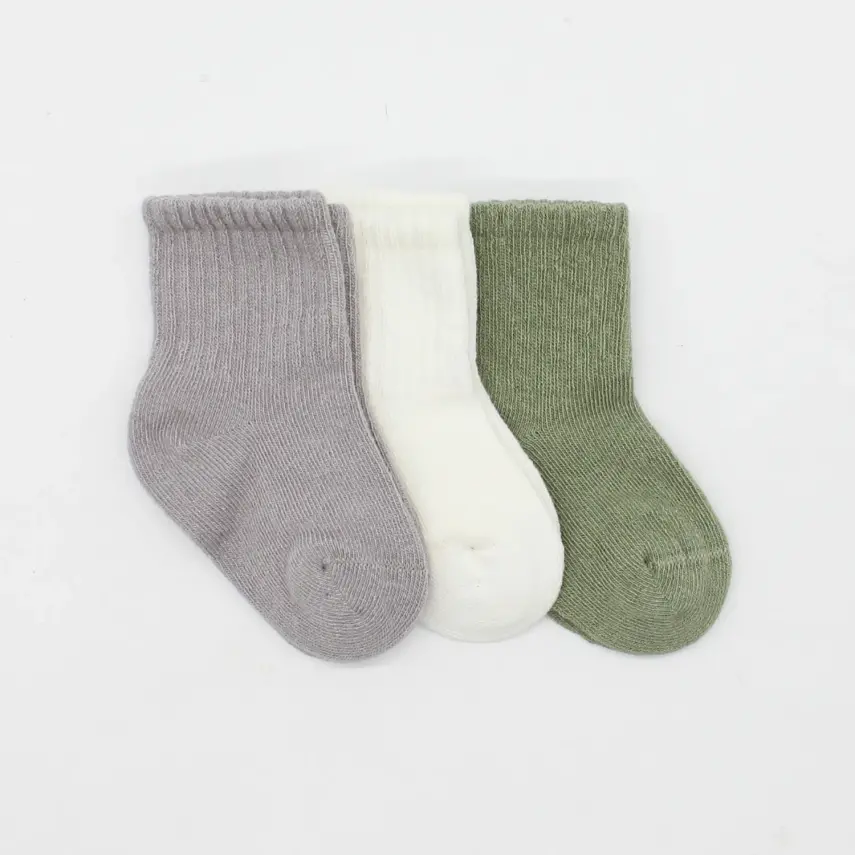 Bistyle Çorap Soket 3lü Penye Koala Boy Gri - Ekru - Nil - 2