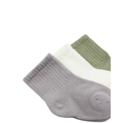 Bistyle Çorap Soket 3lü Penye Koala Boy Gri - Ekru - Nil - 4