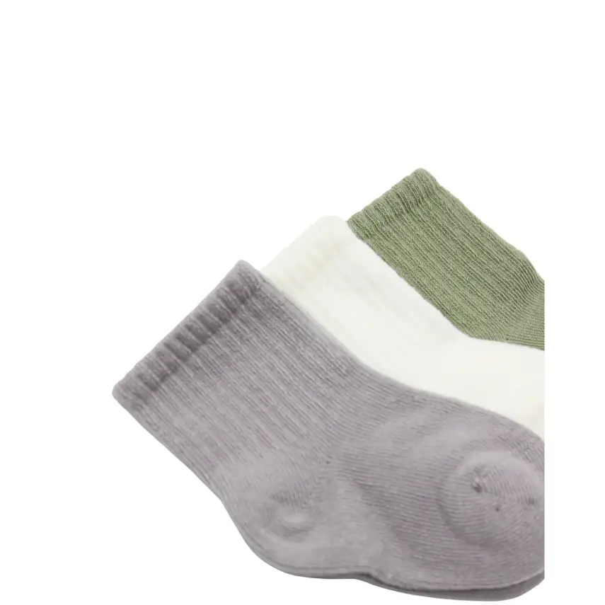 Bistyle Çorap Soket 3lü Penye Koala Boy Gri - Ekru - Nil - 4