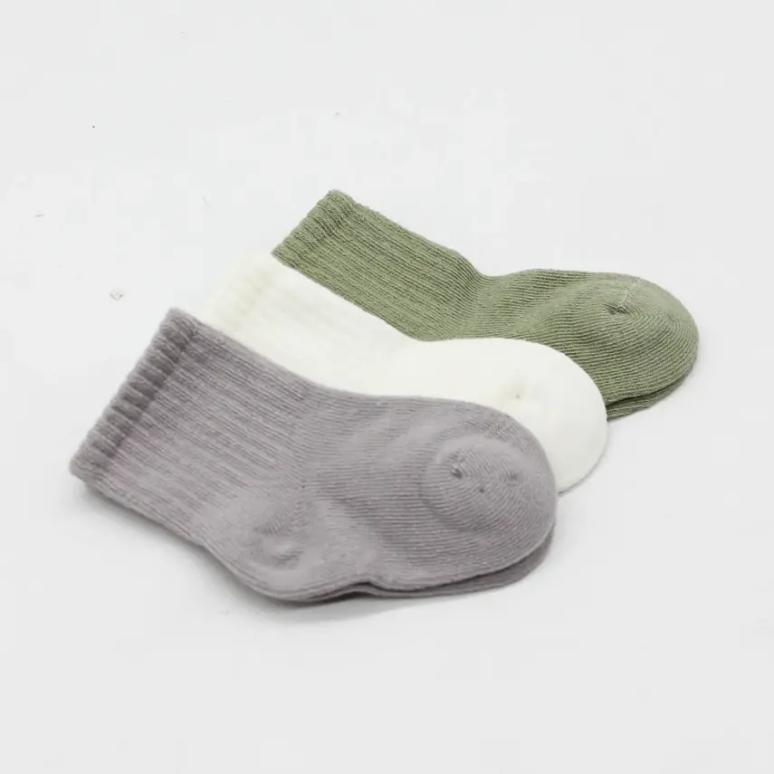 Bistyle Çorap Soket 3lü Penye Koala Boy Gri - Ekru - Nil - 3