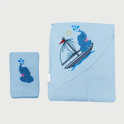 Bistyle Erkek Bebek Havlu Luluco Sea And Elephant 75x75cm Mavi