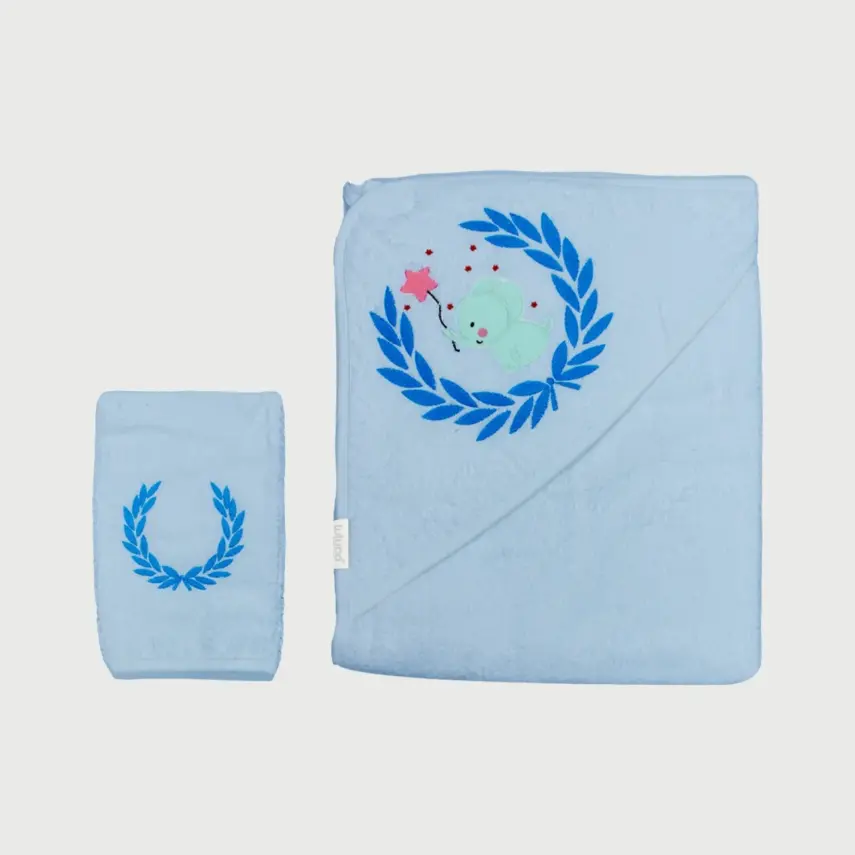 Bistyle Erkek Bebek Havlu Luluco Stars And Elephant 75x75cm Mavi - 1