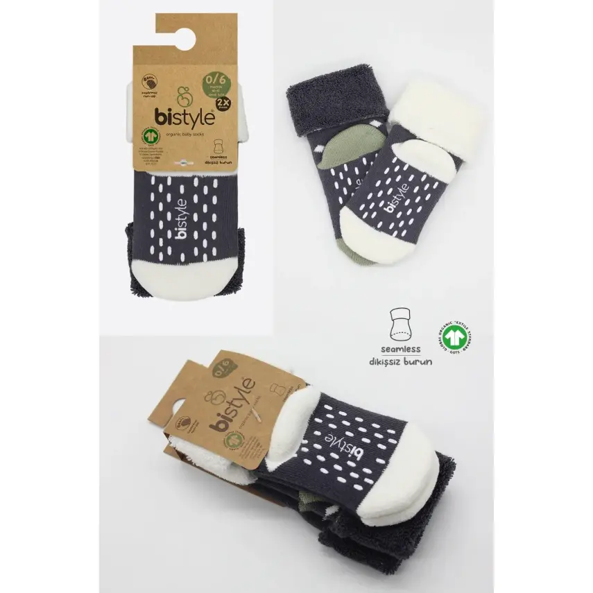 Bistyle Erkek Çorap Soket Havlu 2li Kaymaz Point Boy Antrasit - 7