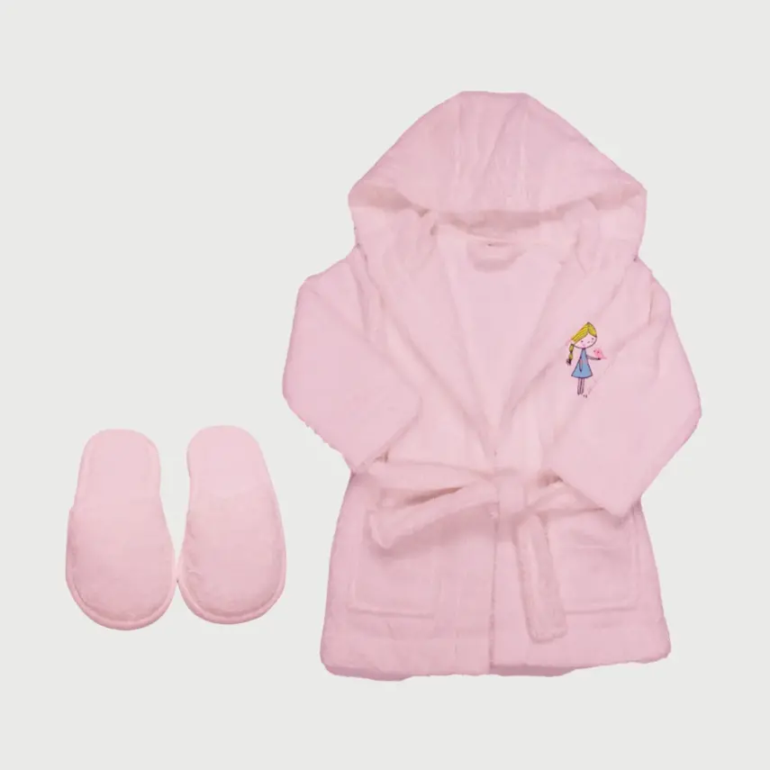 Bistyle Kız Bebek Bornoz Luluco Girl And Bird Pembe - 1