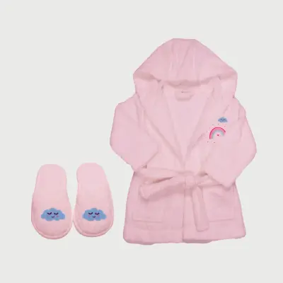 Bistyle Kız Bebek Bornoz Luluco Rainbow Pembe