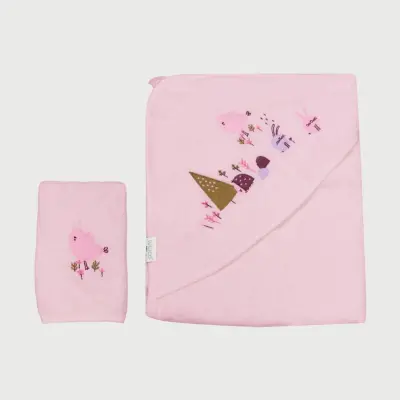Bistyle Kız Bebek Havlu Luluco Rabbit And Friends 75x75cm Pembe