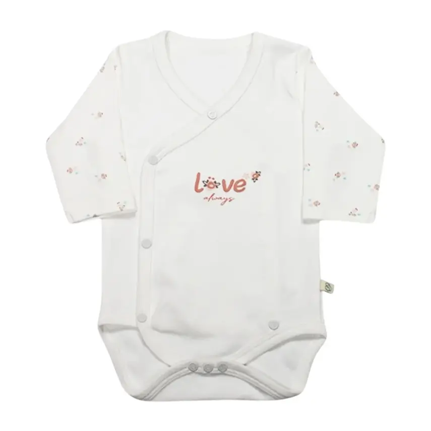 Bistyle Kız Body Uzun Kol Grow In Love Pembe - Ekru - 1