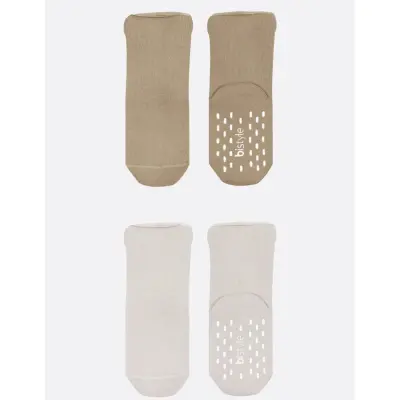 Bistyle Kız Çorap Soket Havlu 2li Kaymaz Basic Boy Bej - Natural - 3